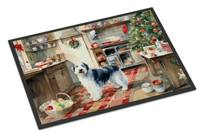 Old English Sheepdog Christmas Cookies Doormat Front Door Mat Indoor Outdoor Rugs for Entryway, Non Slip Washable Low Pile, 24H X 36W (Default: Default)