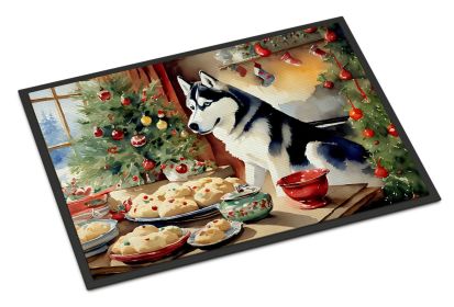 Siberian Husky Christmas Cookies Doormat Front Door Mat Indoor Outdoor Rugs for Entryway, Non Slip Washable Low Pile, 24H X 36W (Default: Default)