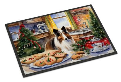 Sheltie Christmas Cookies Doormat Front Door Mat Indoor Outdoor Rugs for Entryway, Non Slip Washable Low Pile, 24H X 36W (Default: Default)