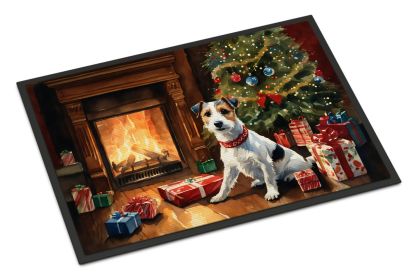 Jack Russell Terrier Cozy Christmas Doormat Front Door Mat Indoor Outdoor Rugs for Entryway, Non Slip Washable Low Pile, 24H X 36W (Default: Default)