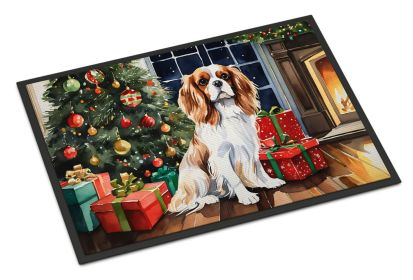 Cavalier Spaniel Cozy Christmas Doormat Front Door Mat Indoor Outdoor Rugs for Entryway, Non Slip Washable Low Pile, 24H X 36W (Default: Default)