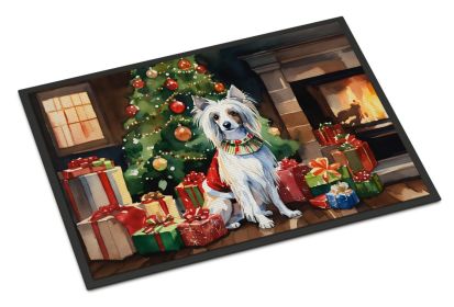 Chinese Crested Cozy Christmas Doormat Front Door Mat Indoor Outdoor Rugs for Entryway, Non Slip Washable Low Pile, 24H X 36W (Default: Default)