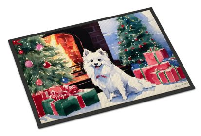 Japanese Spitz Cozy Christmas Doormat Front Door Mat Indoor Outdoor Rugs for Entryway, Non Slip Washable Low Pile, 24H X 36W (Default: Default)