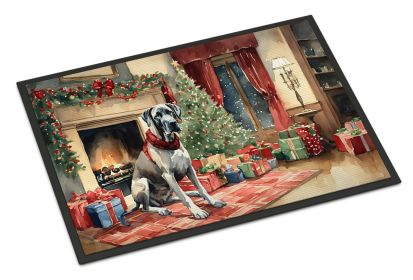 Great Dane Cozy Christmas Doormat Front Door Mat Indoor Outdoor Rugs for Entryway, Non Slip Washable Low Pile, 24H X 36W (Default: Default)