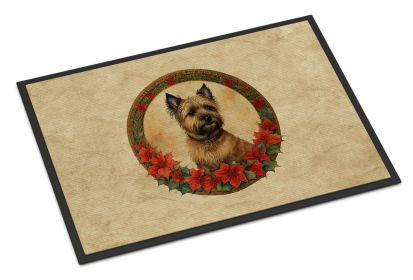 Cairn Terrier Christmas Flowers Doormat Front Door Mat Indoor Outdoor Rugs for Entryway, Non Slip Washable Low Pile, 24H X 36W (Default: Default)