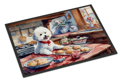 Bichon Frise Christmas Cookies Doormat Front Door Mat Indoor Outdoor Rugs for Entryway, Non Slip Washable Low Pile, 24H X 36W (Default: Default)