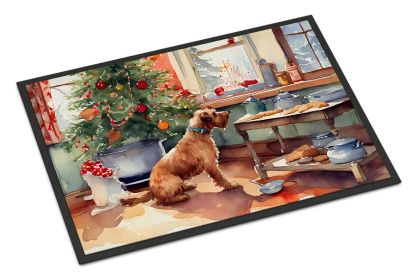 Airedale Terrier Christmas Cookies Doormat Front Door Mat Indoor Outdoor Rugs for Entryway, Non Slip Washable Low Pile, 24H X 36W (Default: Default)