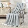 VERAMUSE Pom Pom Throw Blanket for Couch 50"X60" Farmhouse Blankets for Bed and Sofa