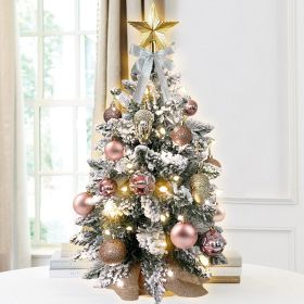 22in Mini Christmas Tree with Light Artificial Small Tabletop Woodland Christmas Decoration with Flocked Snow;  Exquisite Decor & Xmas Ornaments for T (Style: nan)