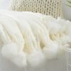 VERAMUSE Pom Pom Throw Blanket for Couch 50"X60" Farmhouse Blankets for Bed and Sofa