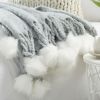 VERAMUSE Pom Pom Throw Blanket for Couch 50"X60" Farmhouse Blankets for Bed and Sofa