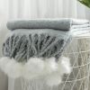 VERAMUSE Pom Pom Throw Blanket for Couch 50"X60" Farmhouse Blankets for Bed and Sofa